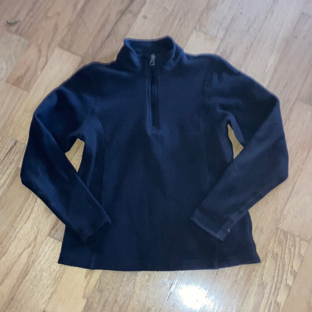 Lands end youth fleece sweatshirt half zip black large L 12 to 13 years